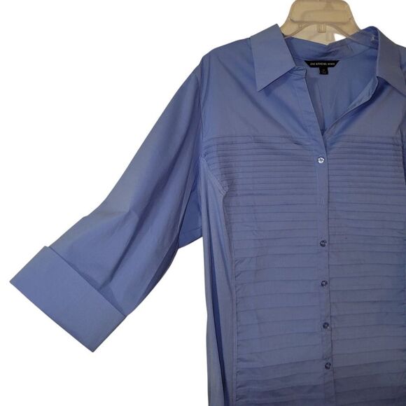 Zac & Rachel Blue 3/4 Sleeve Button Down Shirt - Picture 3 of 4